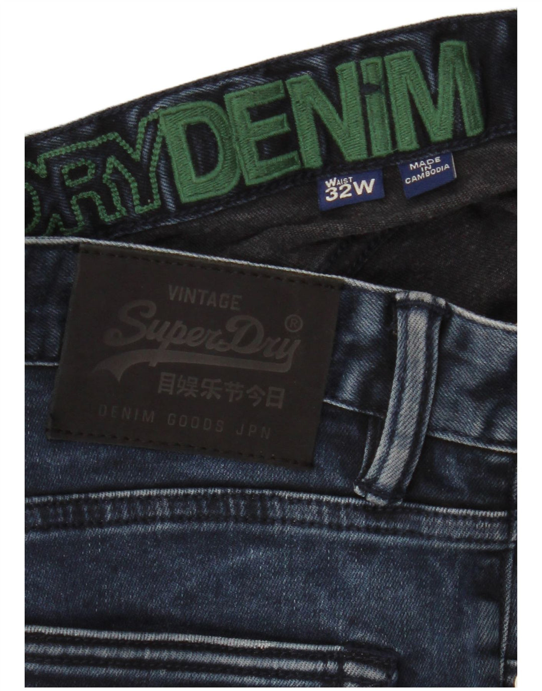 Shorts jeans masculino Superdry W32 médio algodão azul marinho