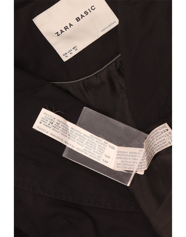 Trench Coat feminino Zara UK 18 XL preto poliéster