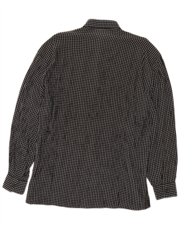 Camisa masculina vintage média xadrez preta