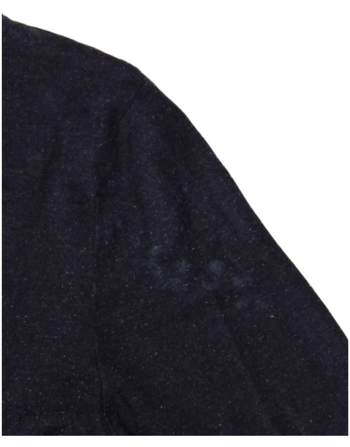 Top feminino Oasis manga comprida UK 6 XS azul marinho viscose