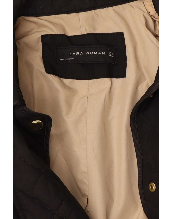 Jaqueta acolchoada feminina Zara Reino Unido 14 grande marrom