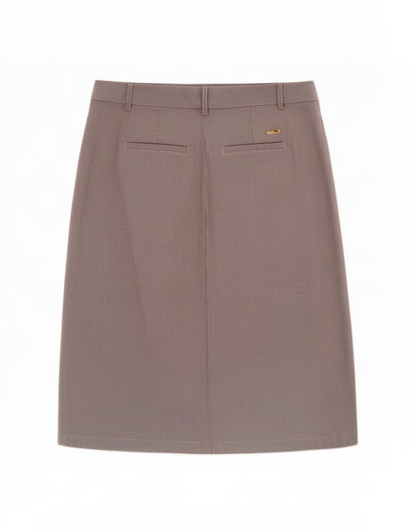 Saia reta feminina Marks & Spencer Reino Unido 18 XL W34 risca de giz azul marinho