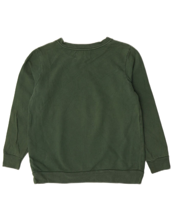 Calvin Klein Jeans feminino moletom gráfico jumper UK 6 XS algodão verde