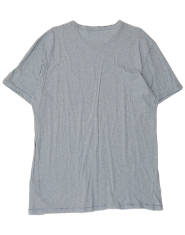 Camiseta gráfica masculina Benetton Top 2XL algodão azul