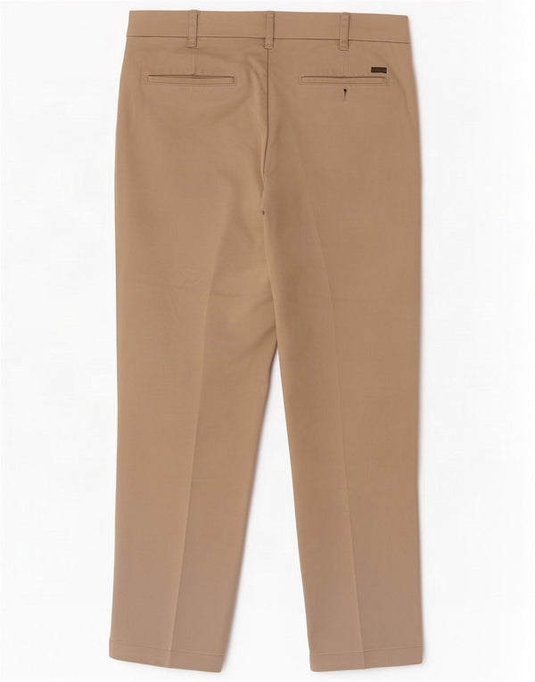 Izod Mens Straight Chino Calças W32 L30 Algodão Bege