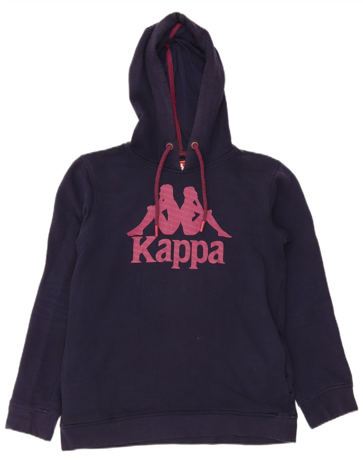 Kappa feminino gráfico moletom com capuz UK 14 médio azul marinho