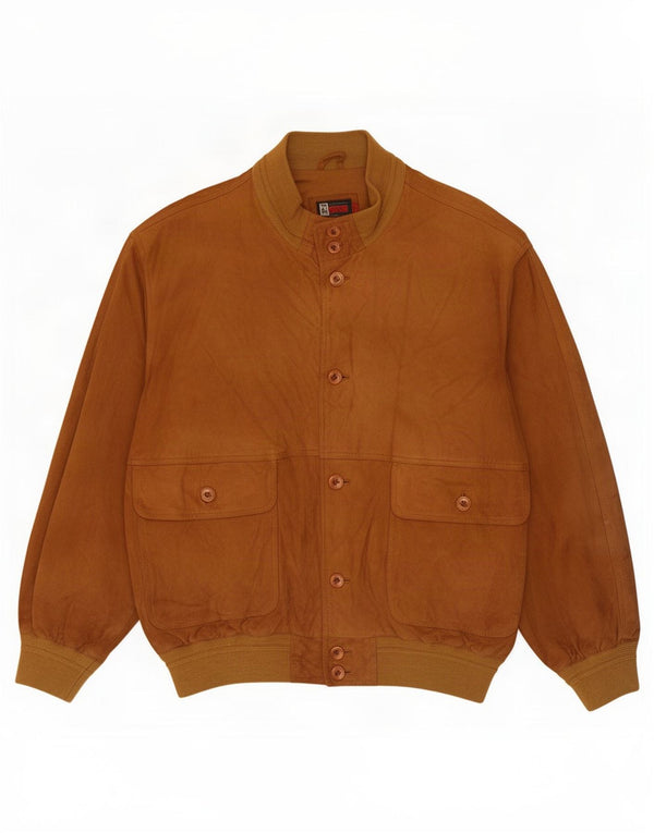 Jaqueta bomber masculina de camurça Danilo Trevigliani IT 52 XL couro marrom