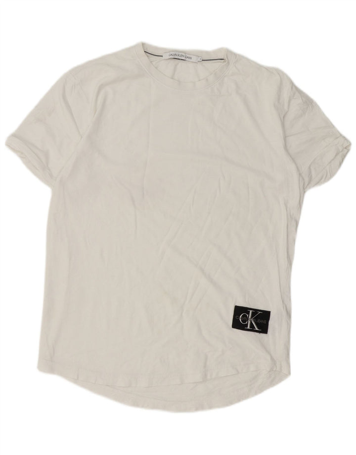 Camiseta masculina Calvin Klein Jeans Top médio algodão branco