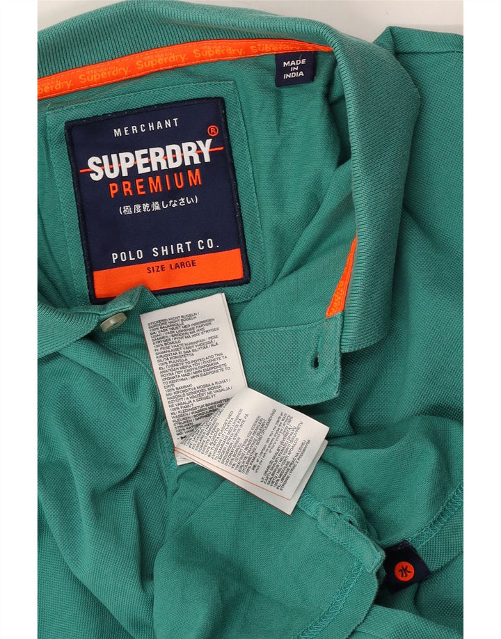 Camisa polo masculina Superdry grande algodão verde