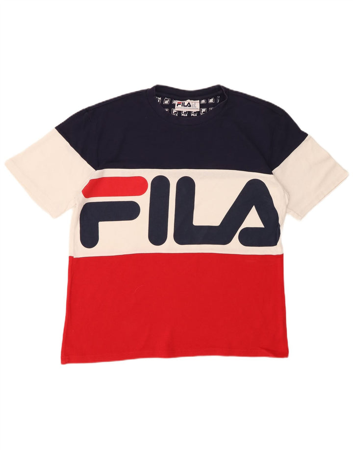 Camiseta masculina gráfica FILA Top médio bloco colorido multicolorido
