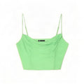 Top feminino Zara Crop Cami UK 12 viscose verde médio