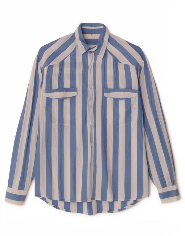Camisa masculina vintage listrada azul média