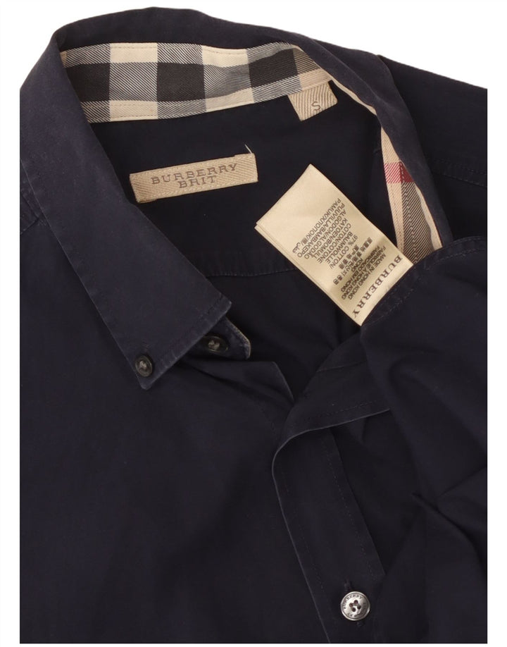 Camisa BURBERRY masculina BRIT pequena algodão azul marinho