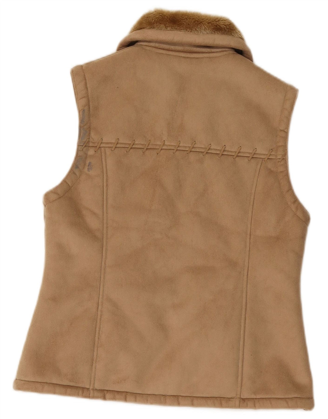 Colete Sherpa Feminino Vintage UK 12 Médio Bege