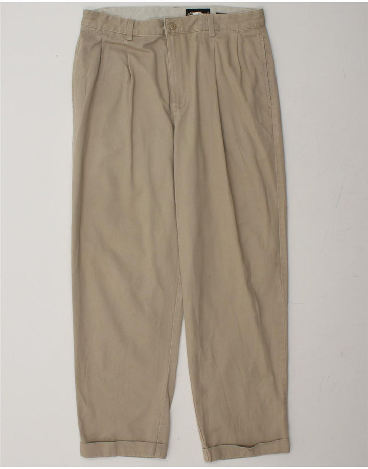 EDDIE BAUER Mens Classic Pegged Chino Trousers W34 L29 Beige Cotton Vintage Eddie Bauer and Second-Hand Eddie Bauer from Messina Hembry 