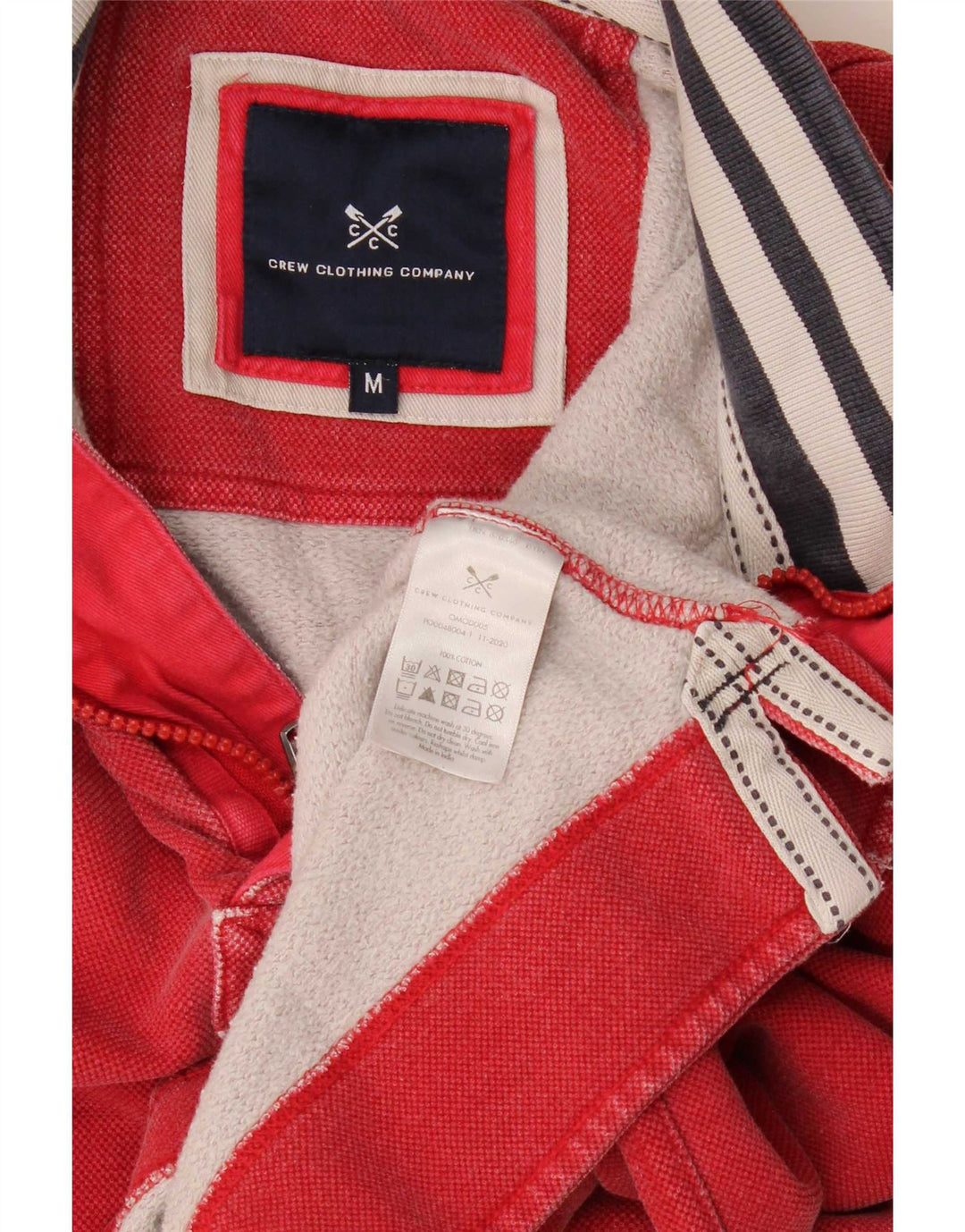 Crew Clothing Mens Zip Neck Moletom Jumper Médio Algodão Vermelho
