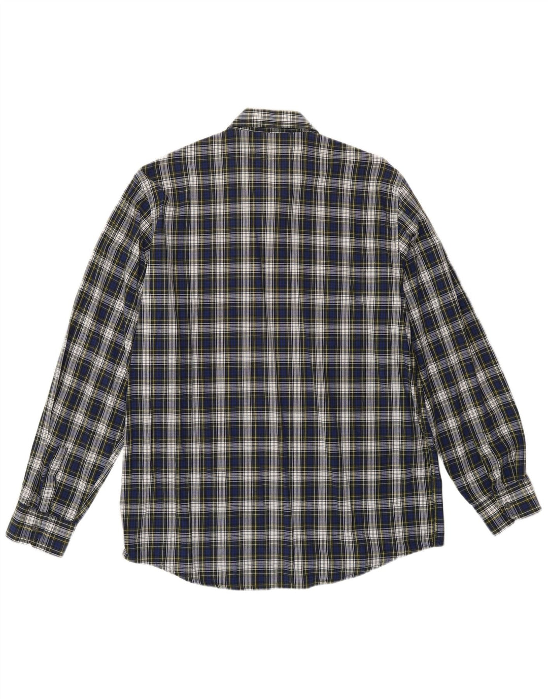 Camisa masculina de flanela CROWN tamanho 42 grande algodão xadrez azul marinho
