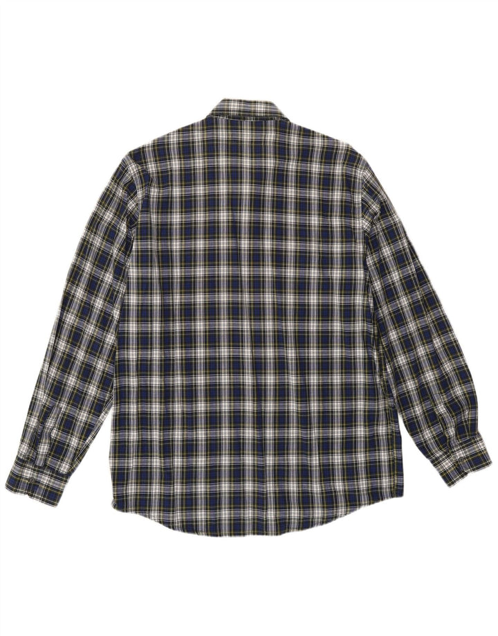 Camisa masculina de flanela CROWN tamanho 42 grande algodão xadrez azul marinho