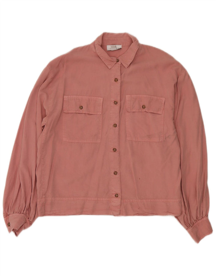 Camisa oversized feminina Topshop Reino Unido 10 Lyocell rosa pequeno