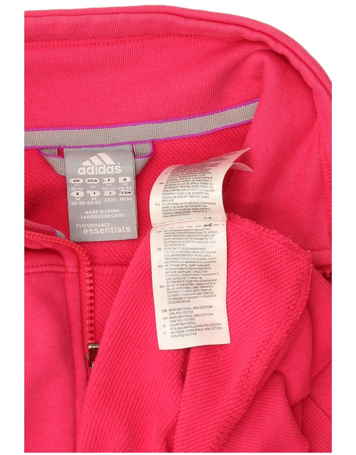Adidas Womens Tracksuit Top Jacket UK 12/14 Médio Rosa Algodão