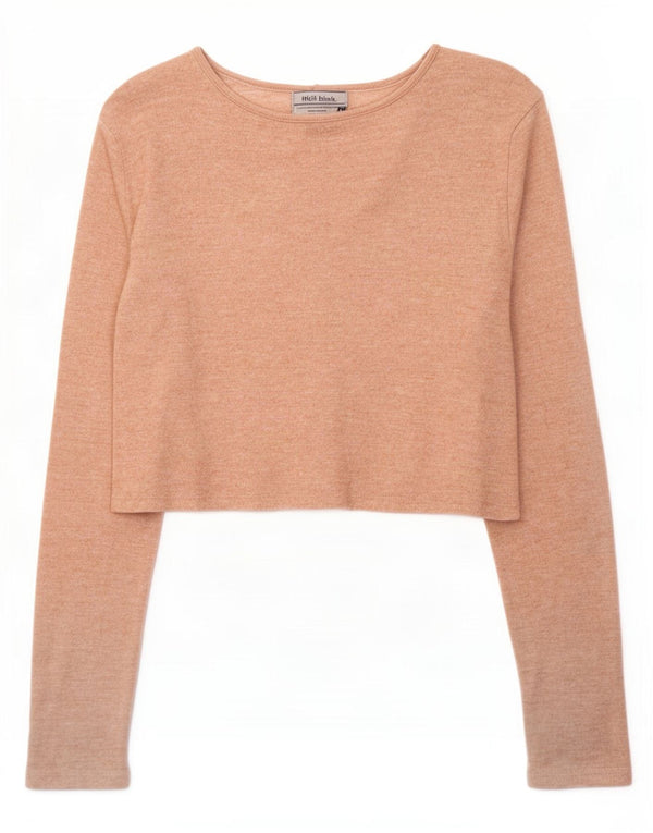 Zara Womens Crop Cardigan Top UK 12 Médio Bege Salpicado