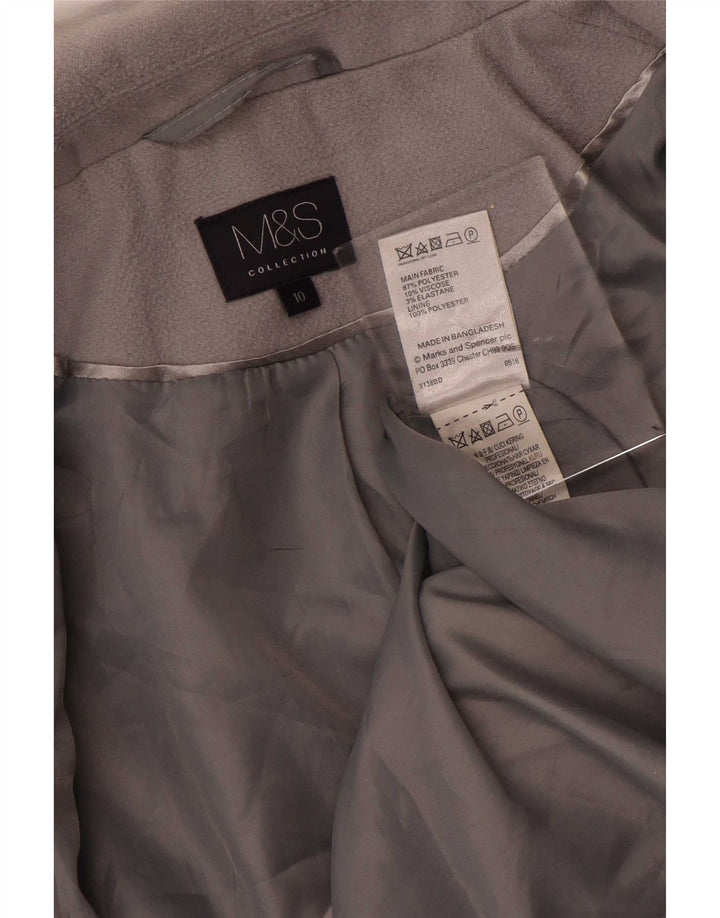 Sobretudo aberto feminino Marks & Spencer UK 10 poliéster cinza pequeno