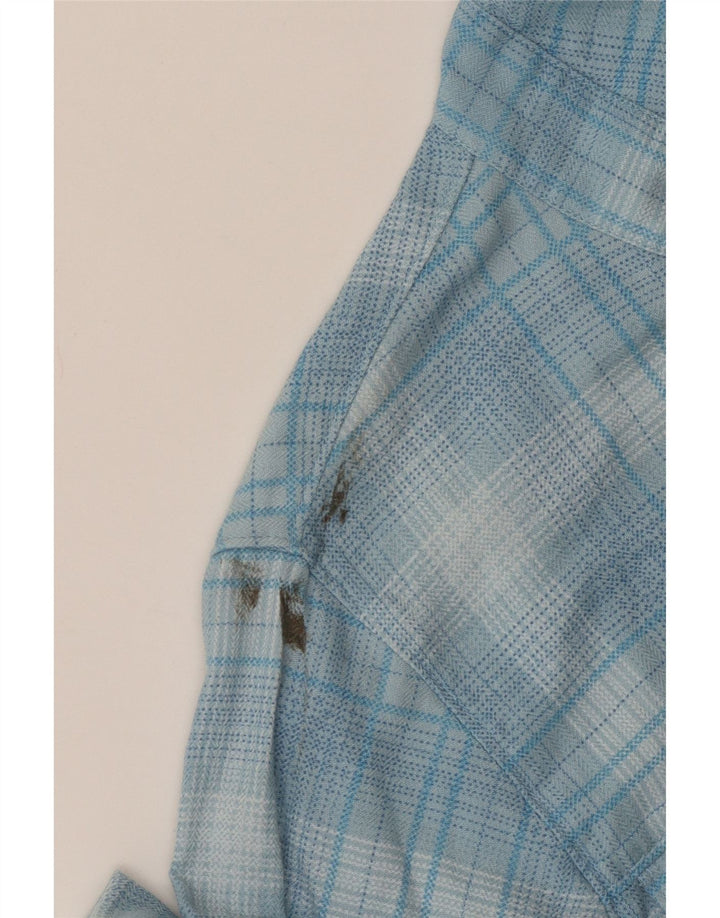 Camisa masculina de flanela com capuz Nike pequena azul xadrez de algodão