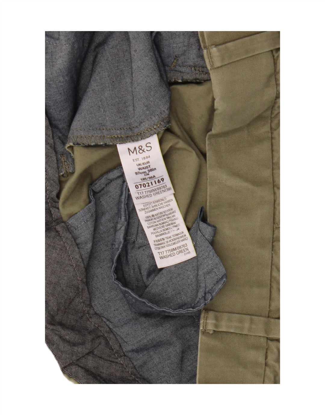 Shorts chino masculino Marks & Spencer W38 XL algodão verde