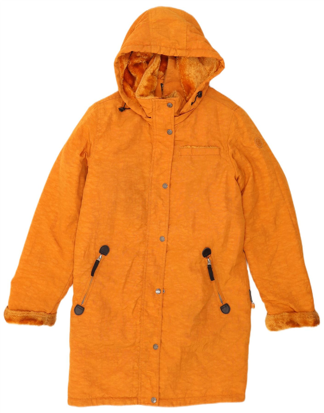 Casaco corta-vento feminino com capuz Kipling UK 14 nylon amarelo médio