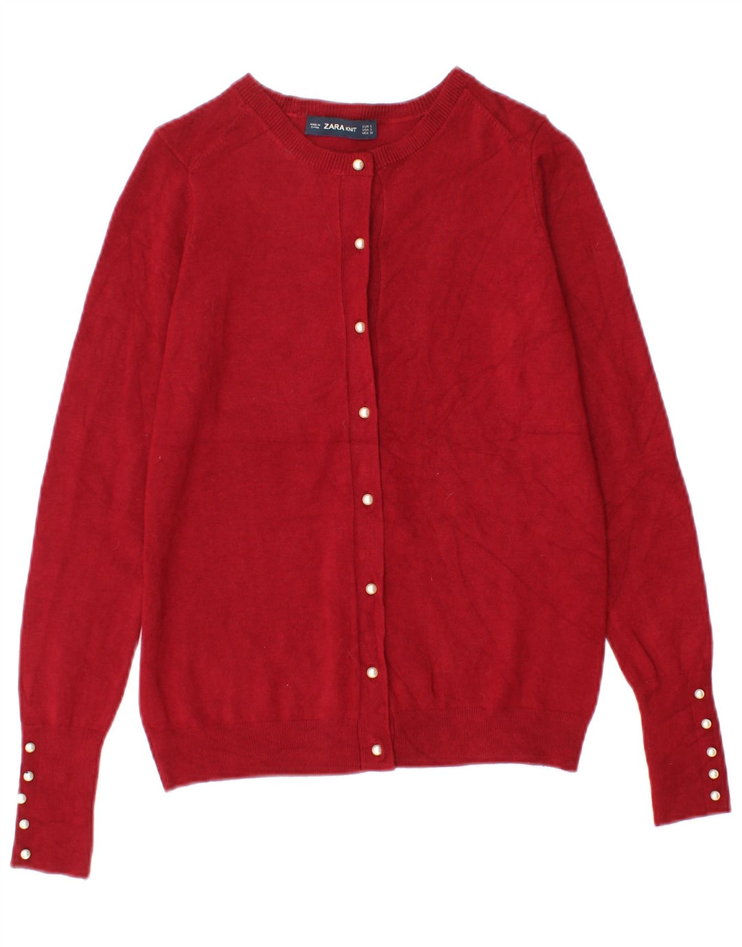 Suéter cardigã feminino Zara UK 8 pequeno viscose vermelha