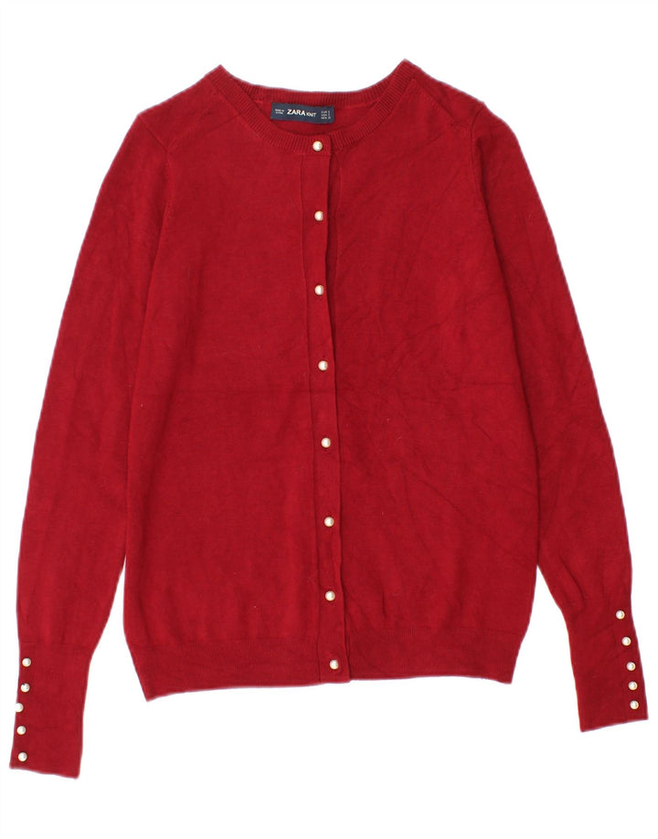 Suéter cardigã feminino Zara UK 8 pequeno viscose vermelha