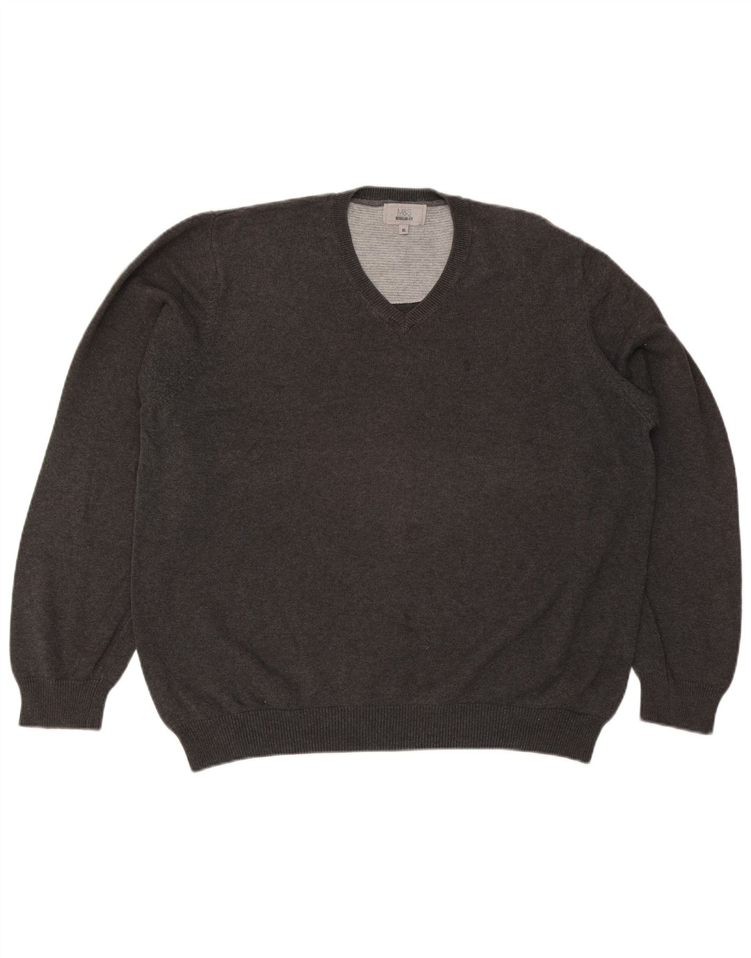 Suéter masculino Marks & Spencer com ajuste regular e decote em V XL algodão cinza
