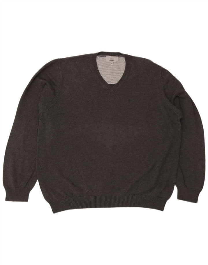 Suéter masculino Marks & Spencer com ajuste regular e decote em V XL algodão cinza
