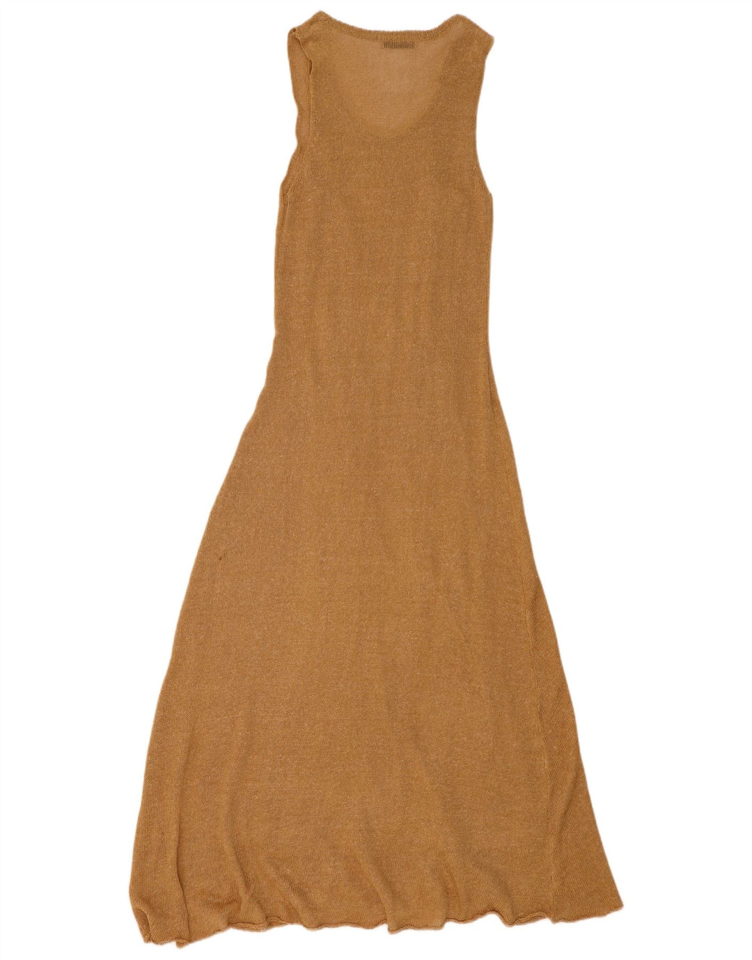 Zara Vestido feminino maxi sem mangas, Reino Unido 12 Poliéster bege médio
