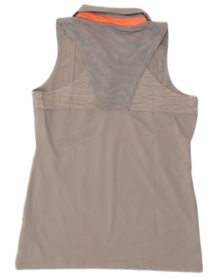 Camisa polo feminina sem mangas REEBOK Reino Unido 14 grande poliéster cinza