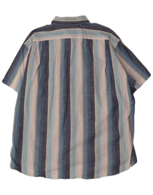 Lacoste Camisa masculina de manga curta tamanho 43 grande algodão listrado azul