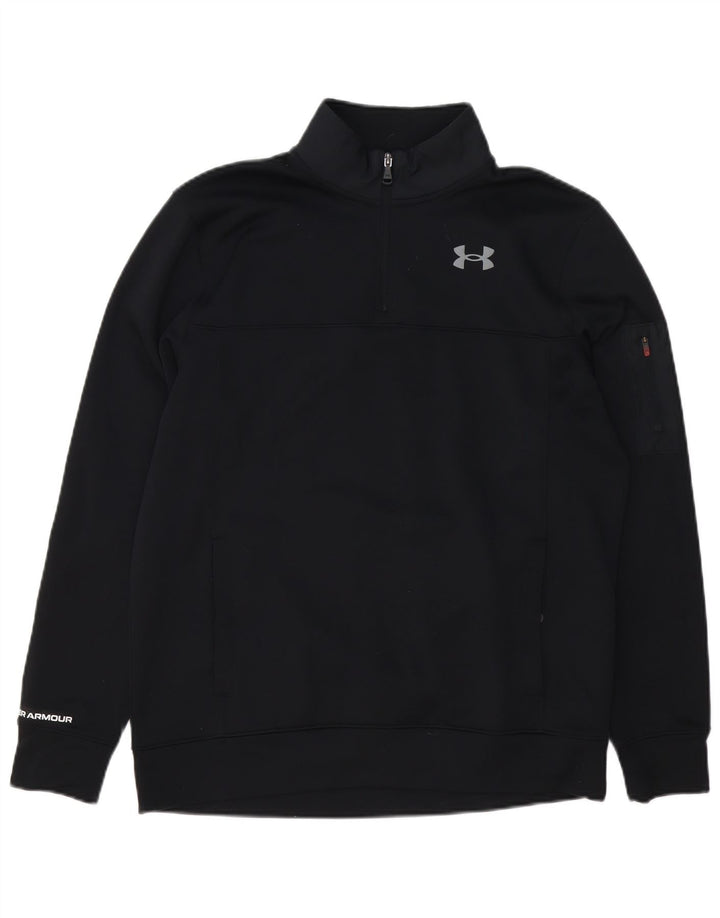 Under Armour Mens Zip Neck Loose Fit Moletom Jumper Médio Preto