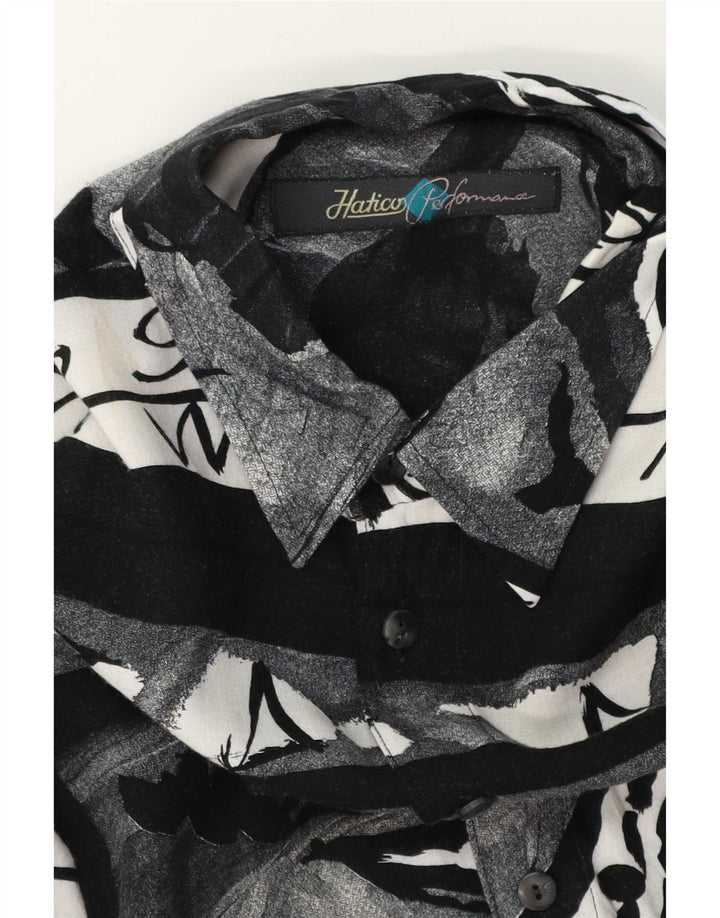 Camisa masculina de manga curta Hatico Performance média preta floral
