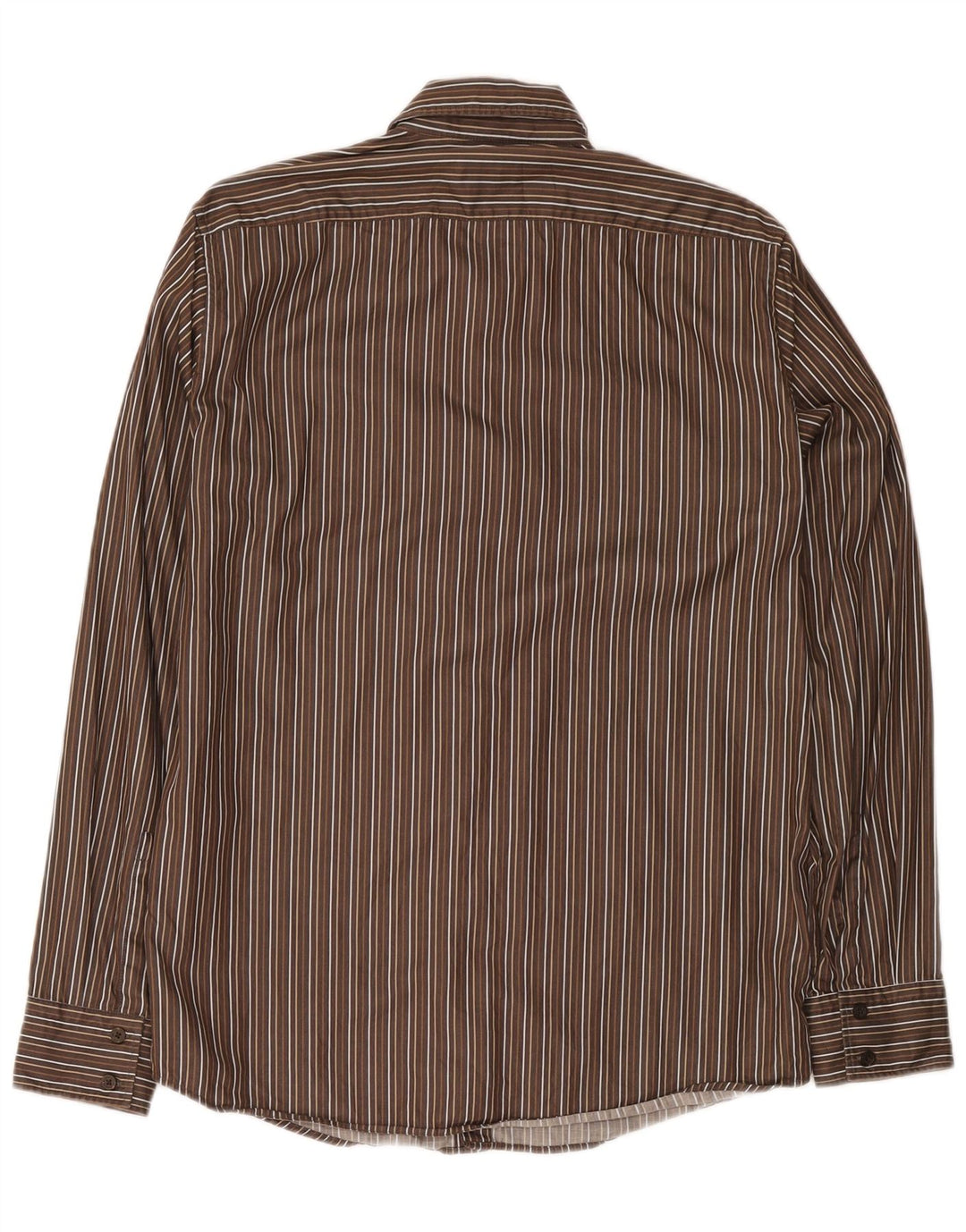 Camisa masculina Hugo Boss de algodão listrado marrom médio