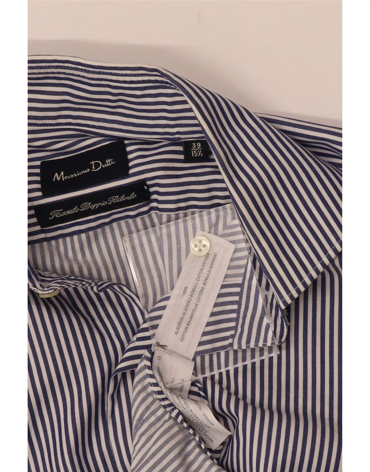 Camisa formal masculina Massimo Dutti tamanho 39 15 1/2 médio azul marinho listrado