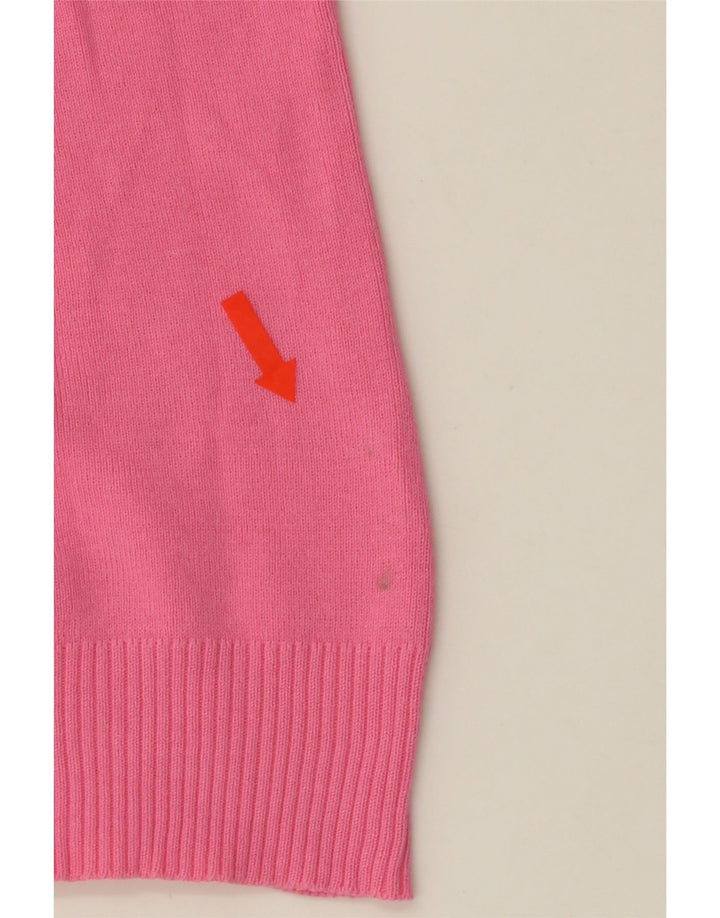 BENETTON Womens V-Neck Jumper Sweater UK 12 Medium Pink Cotton Vintage Benetton and Second-Hand Benetton from Messina Hembry 