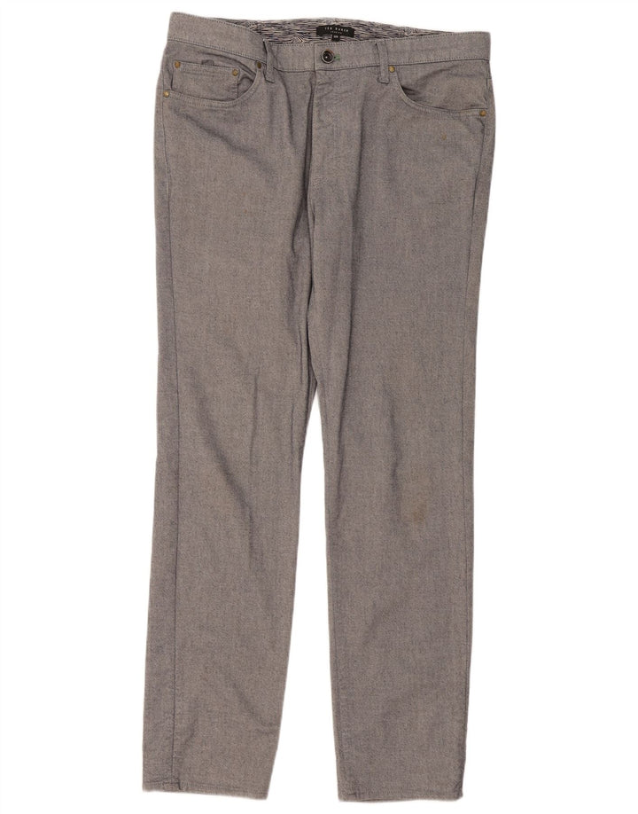 Calça casual slim masculina Ted Baker W32 L30 algodão cinza
