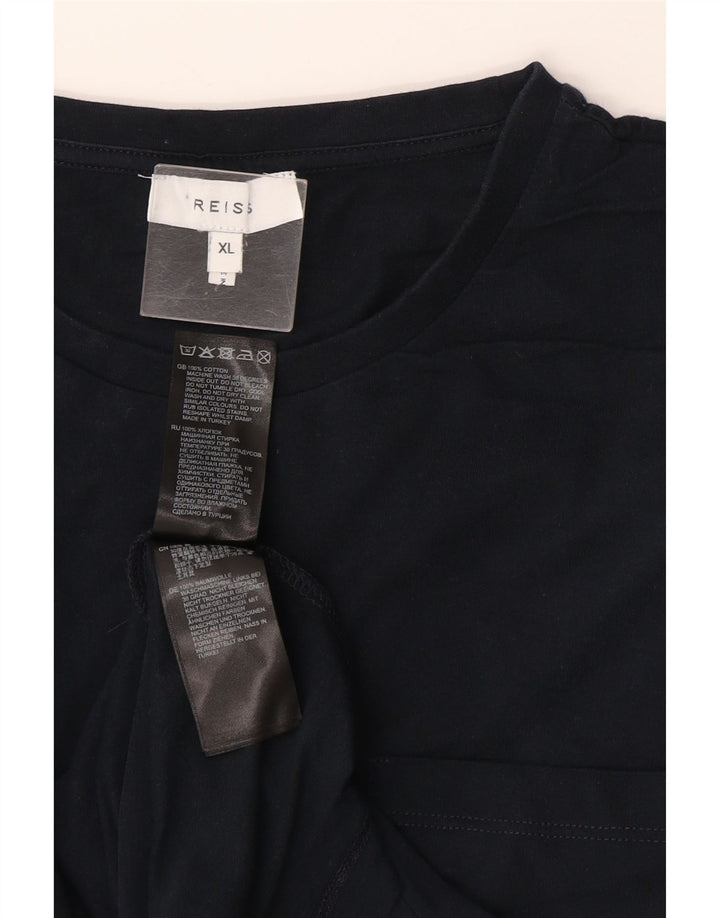 Reiss Top masculino de manga comprida XL azul marinho algodão
