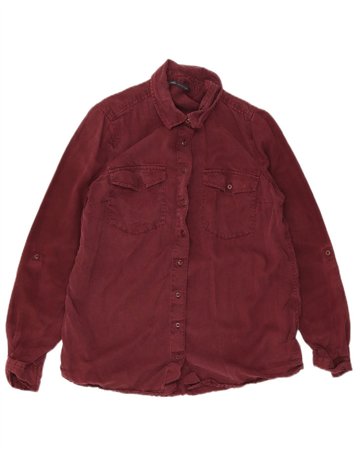 Camisa jeans feminina Marks & Spencer Reino Unido 10 pequena Borgonha Lyocell