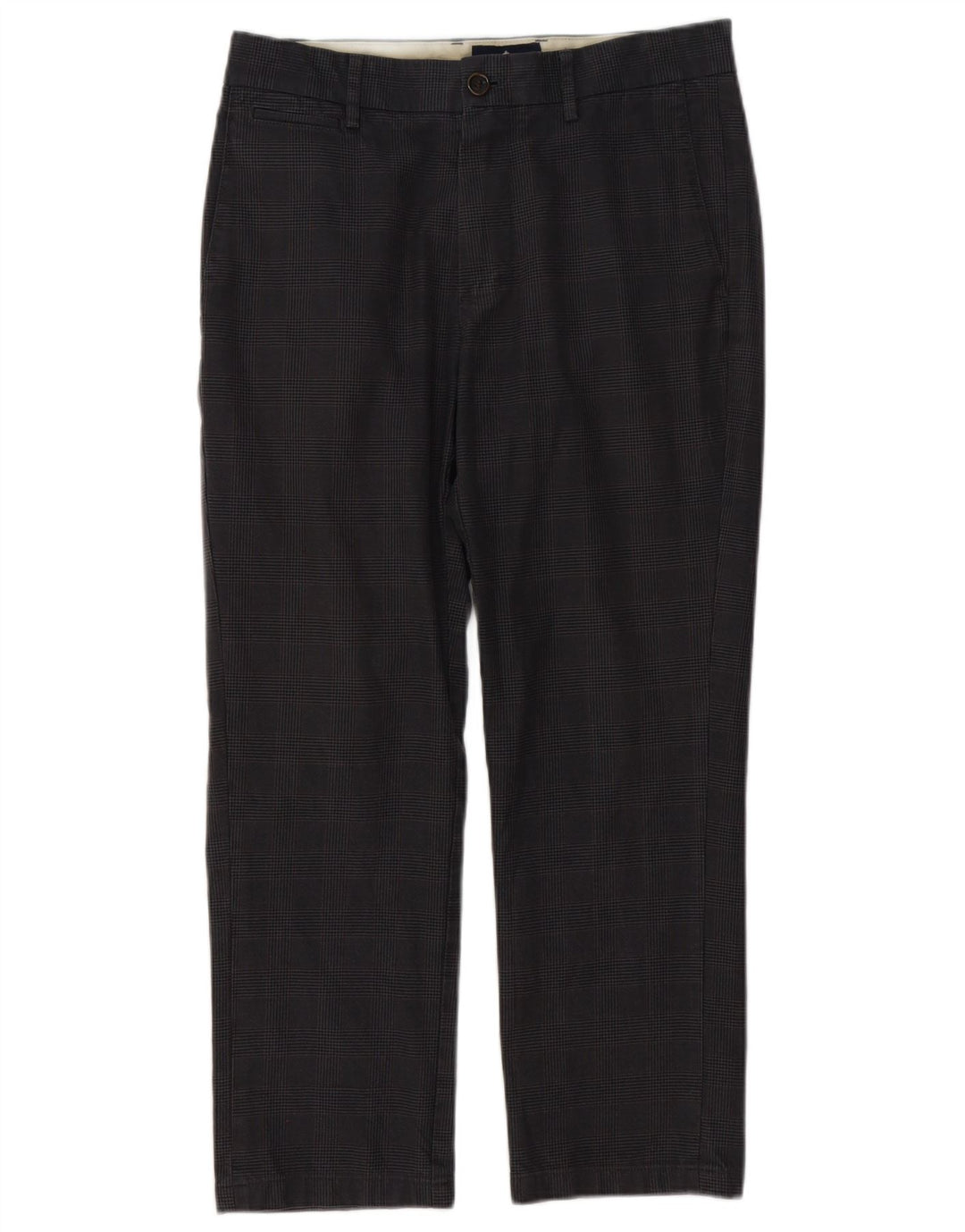 Calça masculina cortada reta DOCKERS W31 L25 algodão xadrez cinza