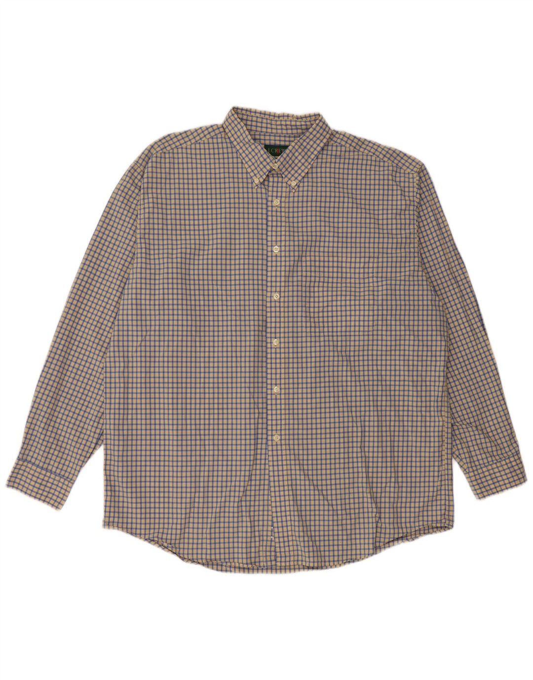 Camisa masculina J. CREW XL de algodão xadrez amarelo