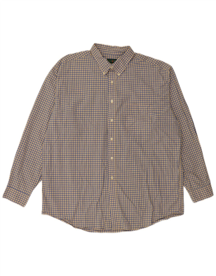 Camisa masculina J. CREW XL de algodão xadrez amarelo