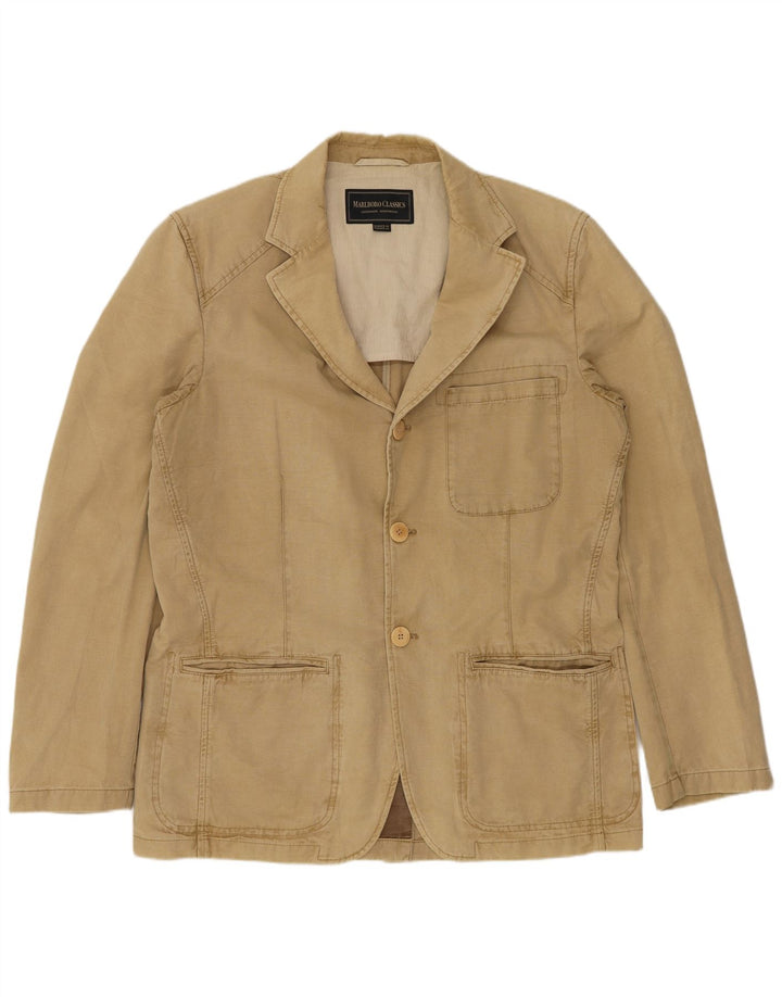 Jaqueta blazer masculina Marlboro Classics com 3 botões UE 50 grande bege