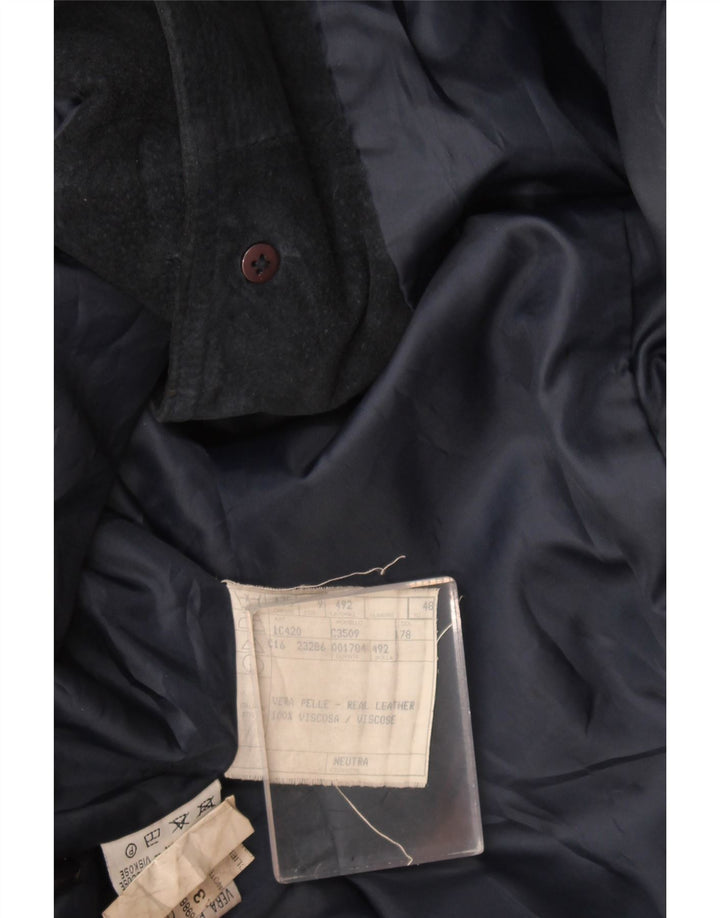 Jaqueta blazer feminina vintage de camurça grande com 3 botões IT 48 XL azul marinho