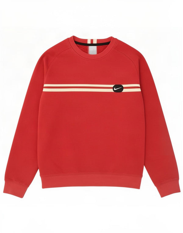 Nike Mens Moletom Jumper UK 36/38 Pequeno Algodão Listrado Vermelho